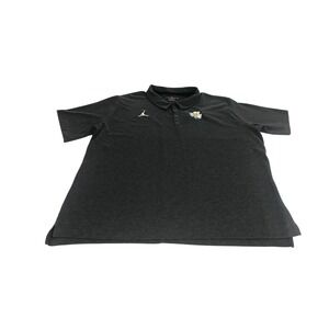Jordan Mens Dark Gray Polo Shirt Short Sleeve Notre Dame Shamrock Logo XXL